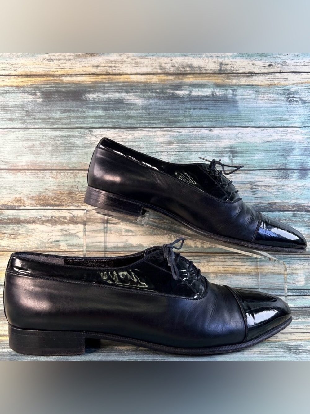 Salvatore Ferragamo Firenze Oxford Shoe Mens 9M Black Leather Cap Toe Dress Work